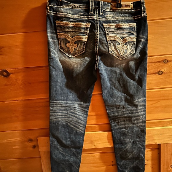 Rock Revival | Dark Wash Embellished-Pocket Easy Ankle Skinny Jeans - Picture 11 of 11